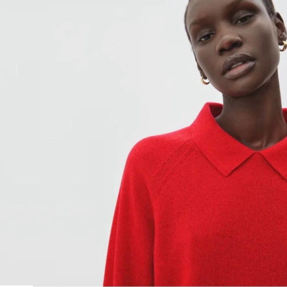 SOLD S The Cashmere Collared Sweater Long Sleeve Red - Picture 2 of 11